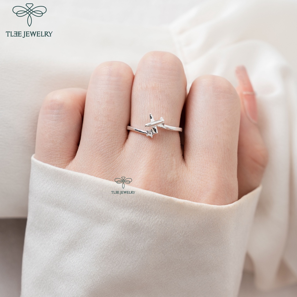Nhẫn bạc nữ TLEE máy bay đính đá cách điệu TleeJewelry A0204