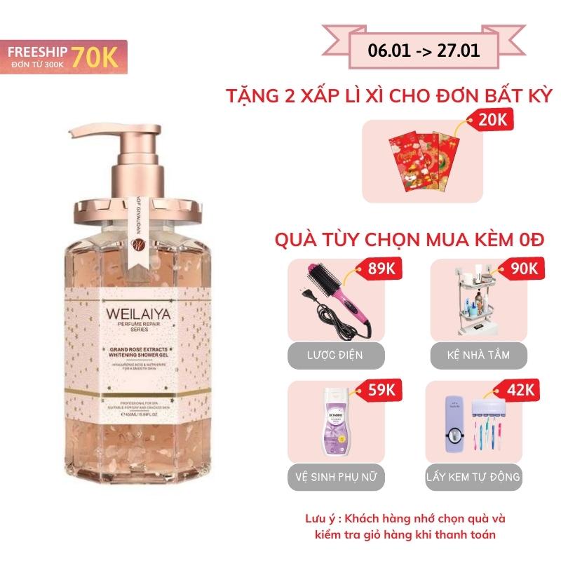 Sữa Tắm Nước Hoa Trắng Da Thơm Lâu Weilaiya Cánh Hoa Hồng Damask 450ml Dưỡng Ẩm Phục Hồi Da Chống Lão Hóa