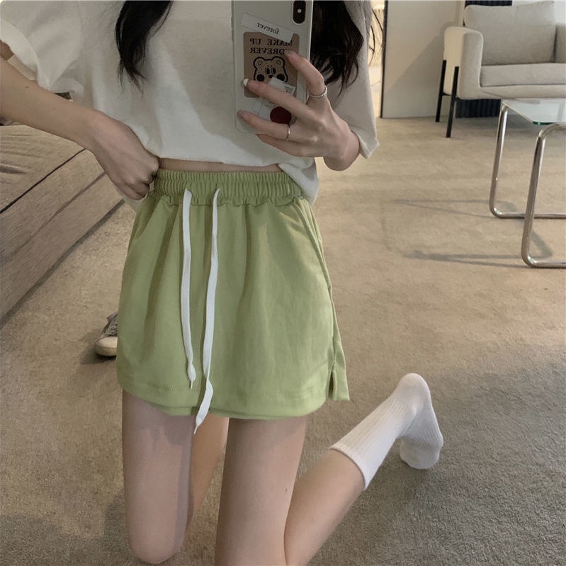 Jiashucheng Quần Short Lưng Cao Giả Hai Lớp Thời Trang Mùa Hè Cho Nữ