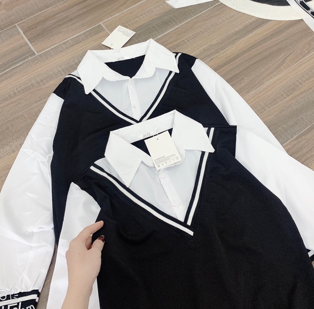 Áo Gile phối sơ mi tay