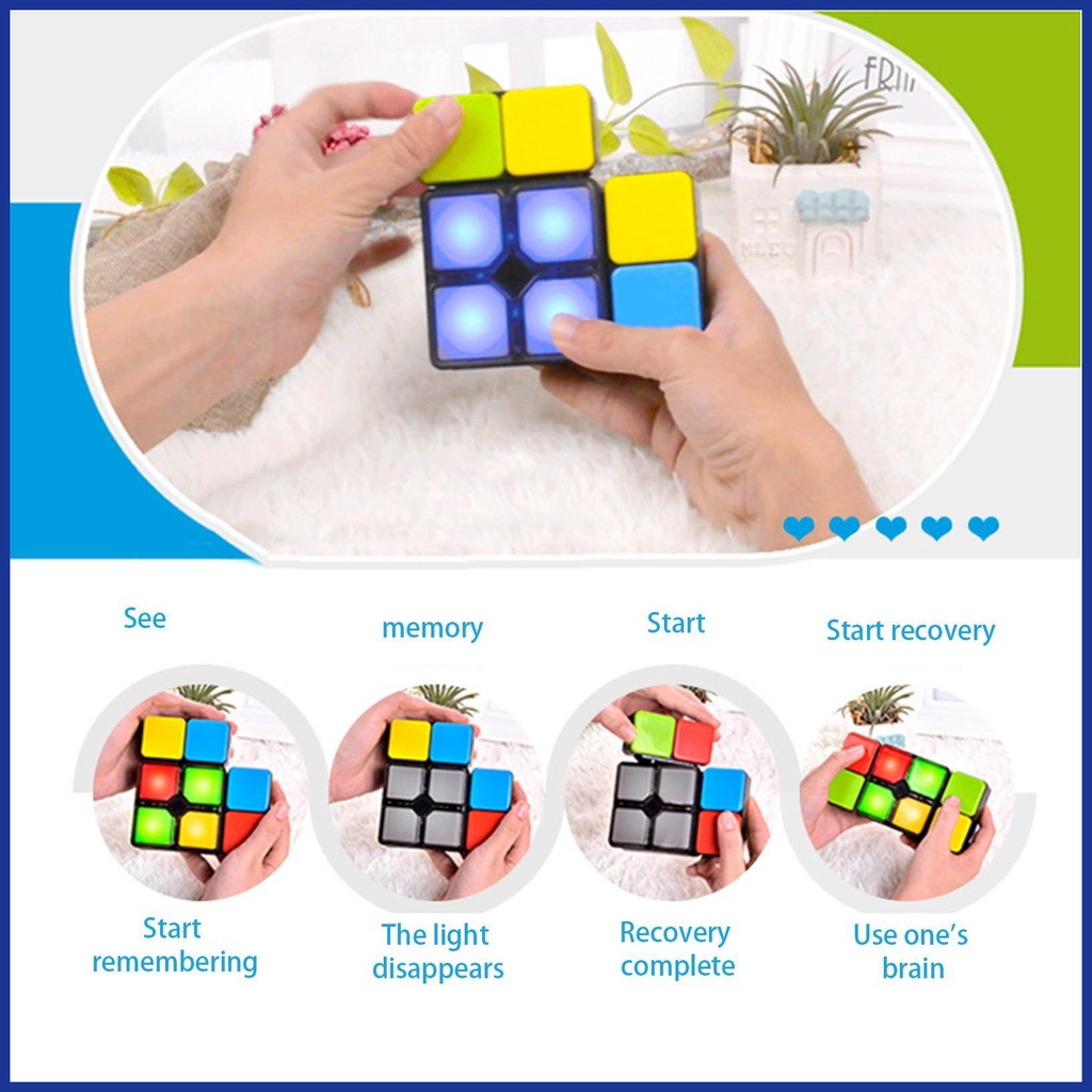 Đồ Chơi Khối Rubik Phát Nhạc Đèn Nhấp Nháy Kích Thích Trí Nhớ Và Phát Triển Trí Não Mini Với 4 Trò Chơi