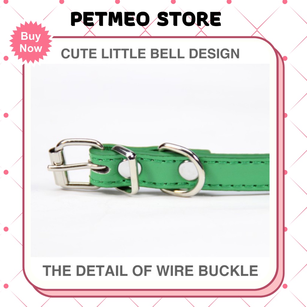 Vòng cổ cho chó mèo, vòng đeo có chuông cho thú cưng da PU cao cấp - PETMEO