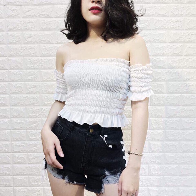 Áo trễ vai nhún 