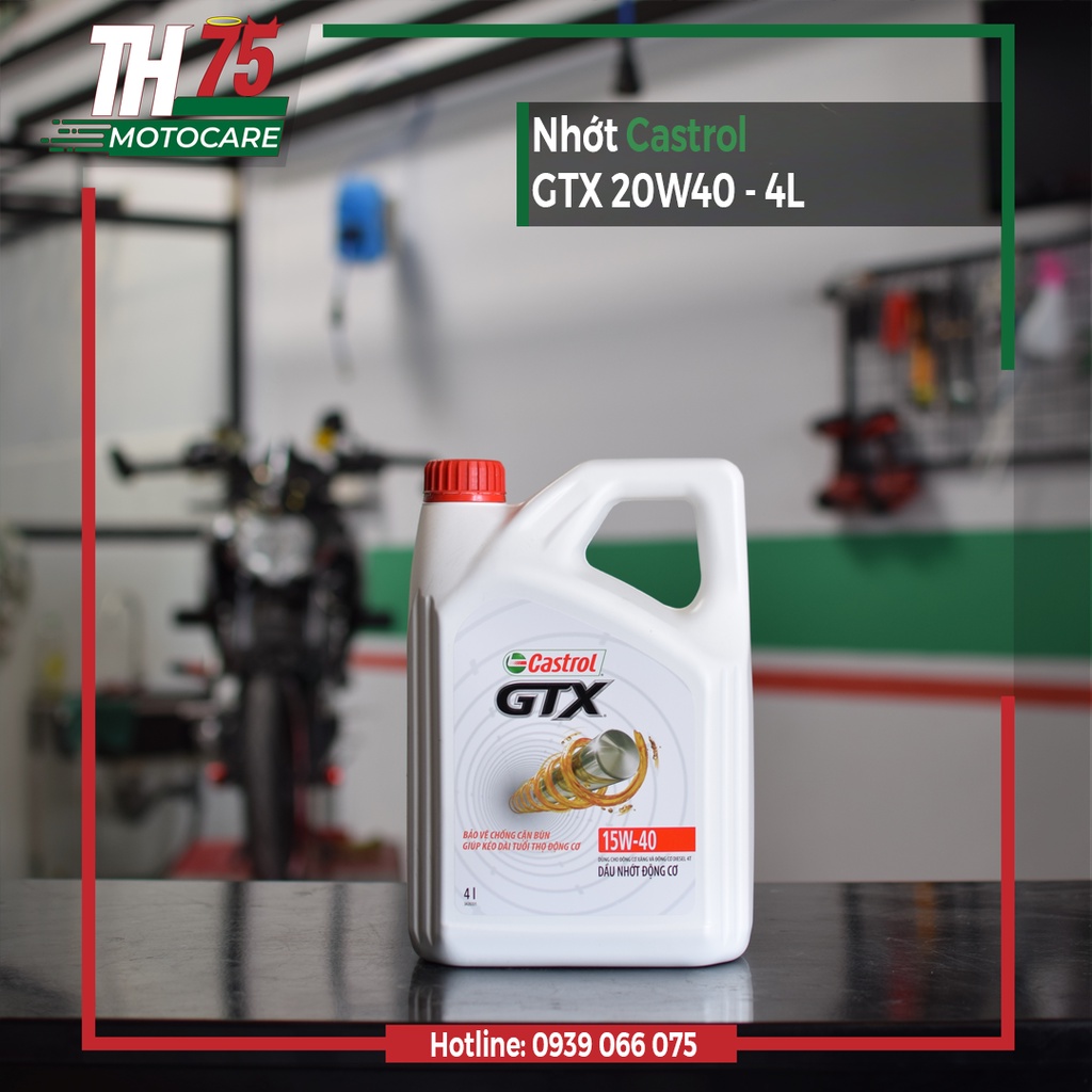 Dầu nhớt gốc khoáng Castrol GTX 15W40 API SN/20W50 API SL - 4L cho ô tô xăng Toyota, Kia, Hyundai, Mitsu, Ford, Vinfast