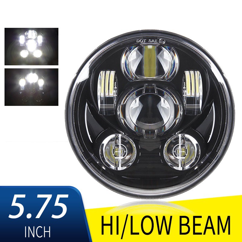 UNI-SHINE Hi/Lo 5-3/4'' DRL 5.75 Inch Black LED Headlight for V-Star XV003 MDS Motorcycle Lamp