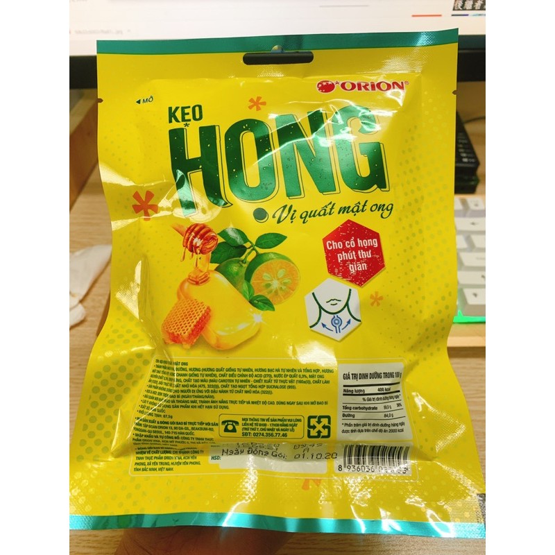 3 Gói Kẹo ngậm họng Orion Vị Quất Mật ong gói 87,5g (25 viên) Giúp giảm ho, long đờm