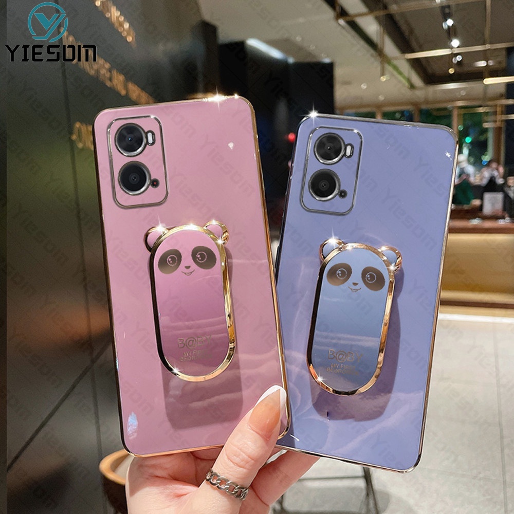 Ốp Điện Thoại Silicon Dẻo Mạ Màu Kèm Giá Đỡ Hình Vuông Cho OPPO A96 A76 A95 A74 A94 A93 A52 A92 4G 5G F17 F19 Pro
