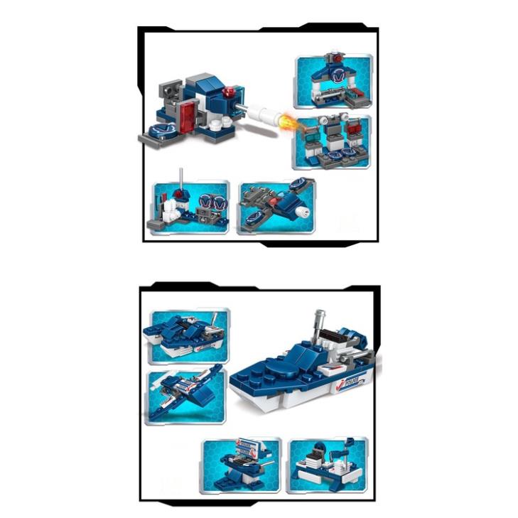 Bộ Xếp Hình OTO SWAT 350 Mảnh - 43 Tạo Hình, Đồ Chơi Lắp Ghép Xe Cảnh Sát, Láp ráp Robot, Trực Thăng