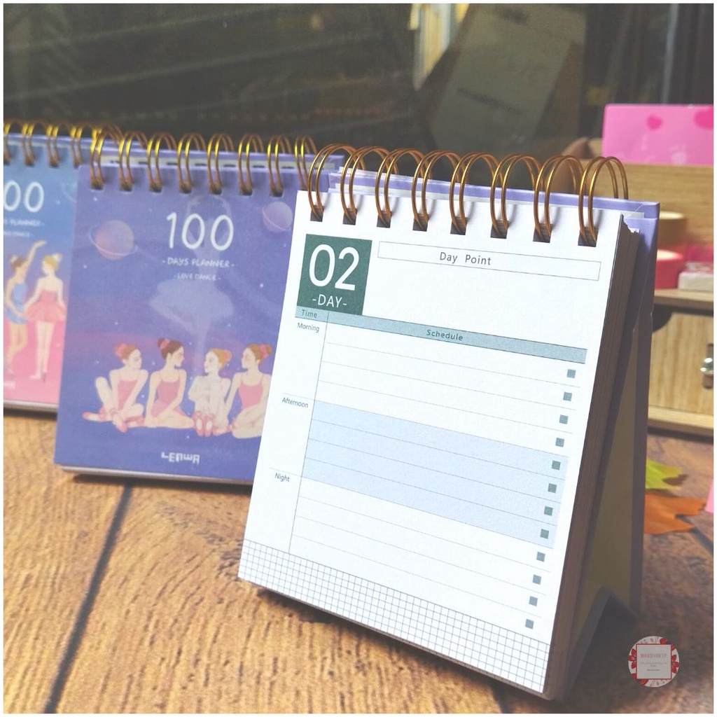 Sổ Kế Hoạch Lò Xo 100 Ngày - 100 Days Daily Planner Notebooks - 4 Cô Gái  - mẫu 4