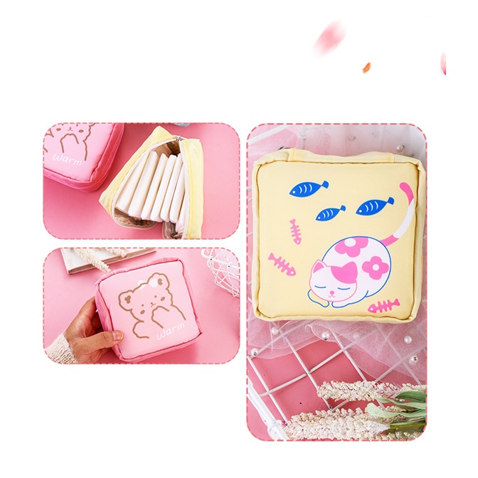 Túi đựng băng vệ sinh phụ kiện trang sức hình thú cute chống thấm nước có quai đeo tiện lợi