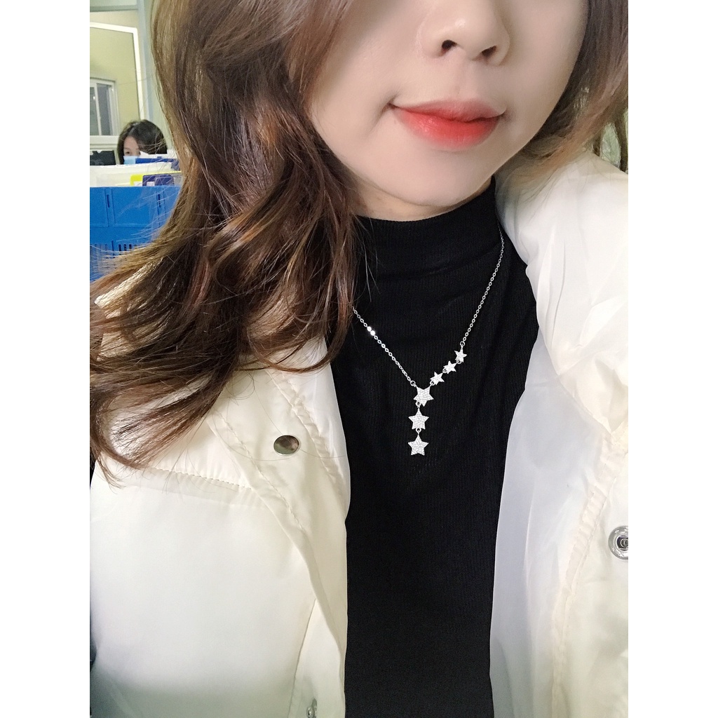Dây chuyền bạc nữ Evasilver hình chuỗi ngôi sao đính đá, chuẩn dây chuyền bạc thật sang trọng nữ tính