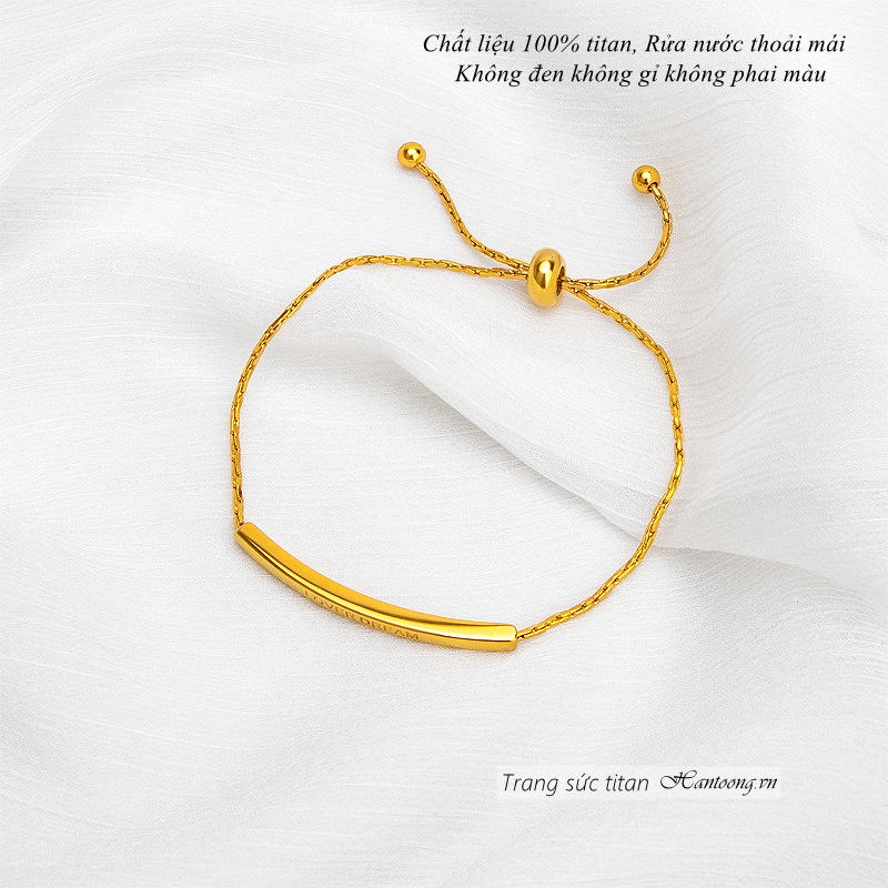 Lắc tay titan nữ không gỉ kiểu dáng rút sợi có thể điều chỉnh kích cỡ phong cách hàn quốc thanh lịch