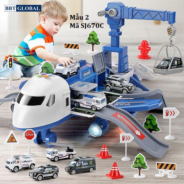 Đồ chơi mô hình máy bay cảnh sát cỡ lớn BBT GLOBAL có đèn và nhạc cỡ lớn