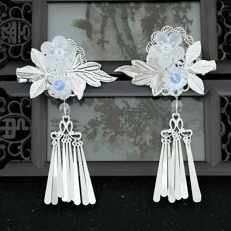 Kẹp trâm cài tóc hoa lá cổ trang kèm dây tô