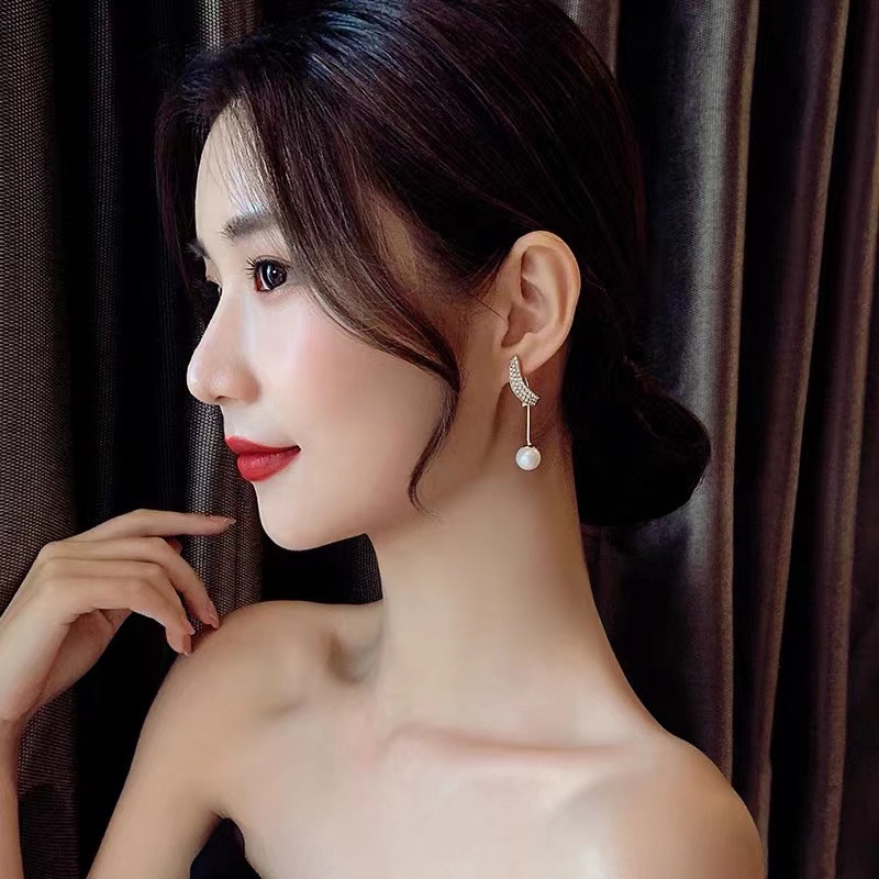 Khuyên Tai Bạc 925 Đính Hạt Ngọc Trai Tua Rua Cao Cấp Hợp Thời Trang Cho Nữ