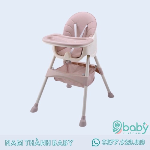 FREE SHIP ! Ghế ăn dặm cho bé điều chỉnh độ cao 9BABY, kèm mặt bàn dành cho bé từ 6 tháng chịu lực tới 70kg - HỒNG