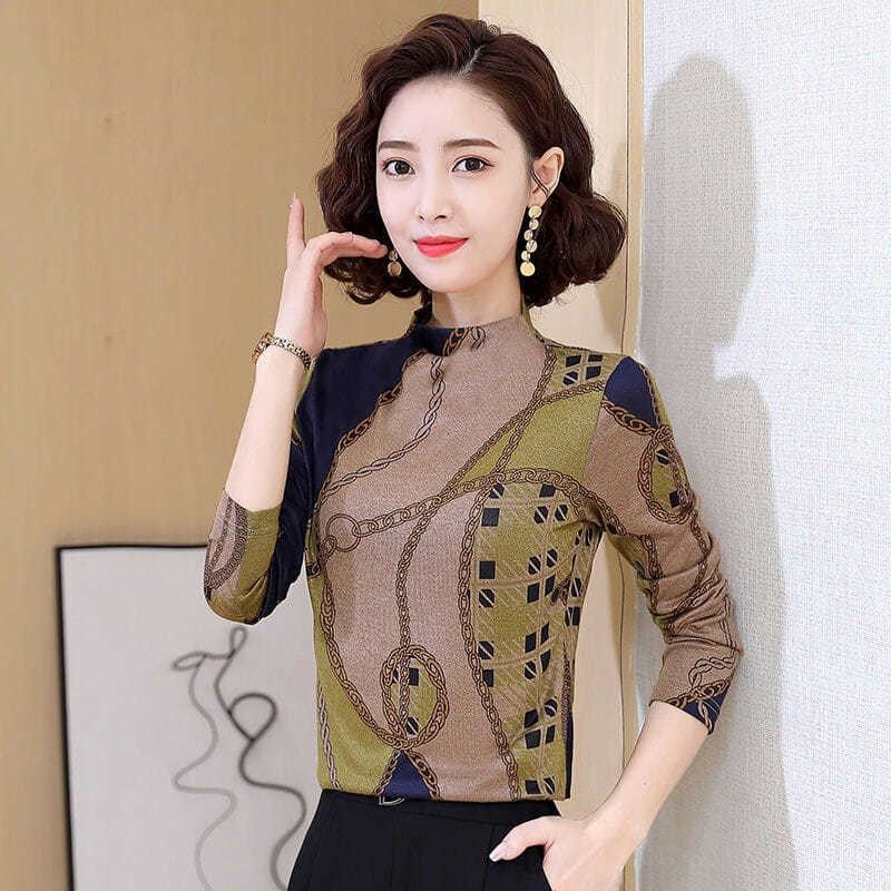 Áo Thun Tay Dài Cổ Tròn Chất Liệu Dày Dặn Thời Trang Thu Đông Cho Nữ Trung Niên