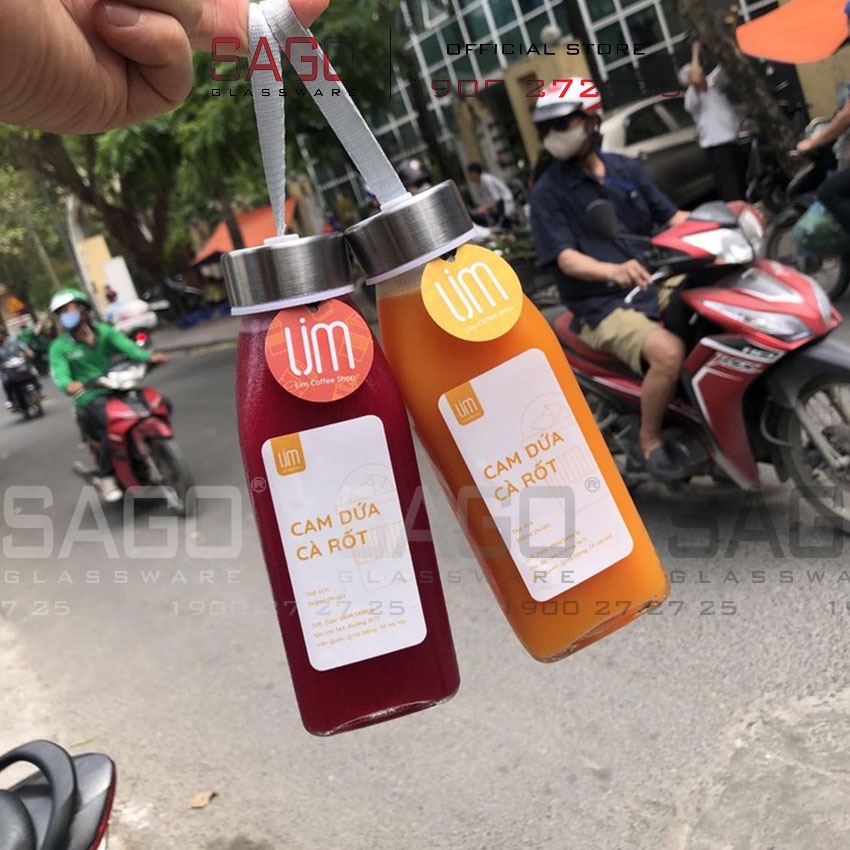 Combo 05 chai vuông 350ml Nắp Nhôm Bạc