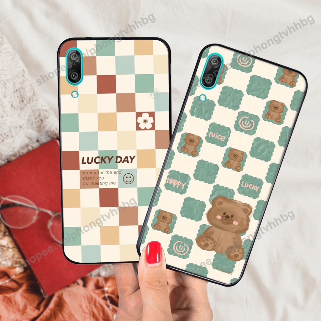Ốp lưng Huawei Y7 Pro 2019 trái tim mẫu gấu siêu cute thể thao cực bền
