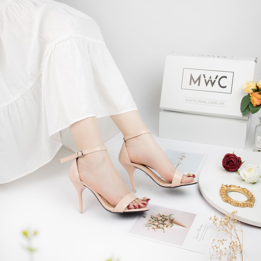 Giày Cao Gót Nữ MWC Quai Ngang Dây Mảnh Gót Nhọn 9cm Da Bóng Kiểu Dáng Hiện Đại NUCG-3875