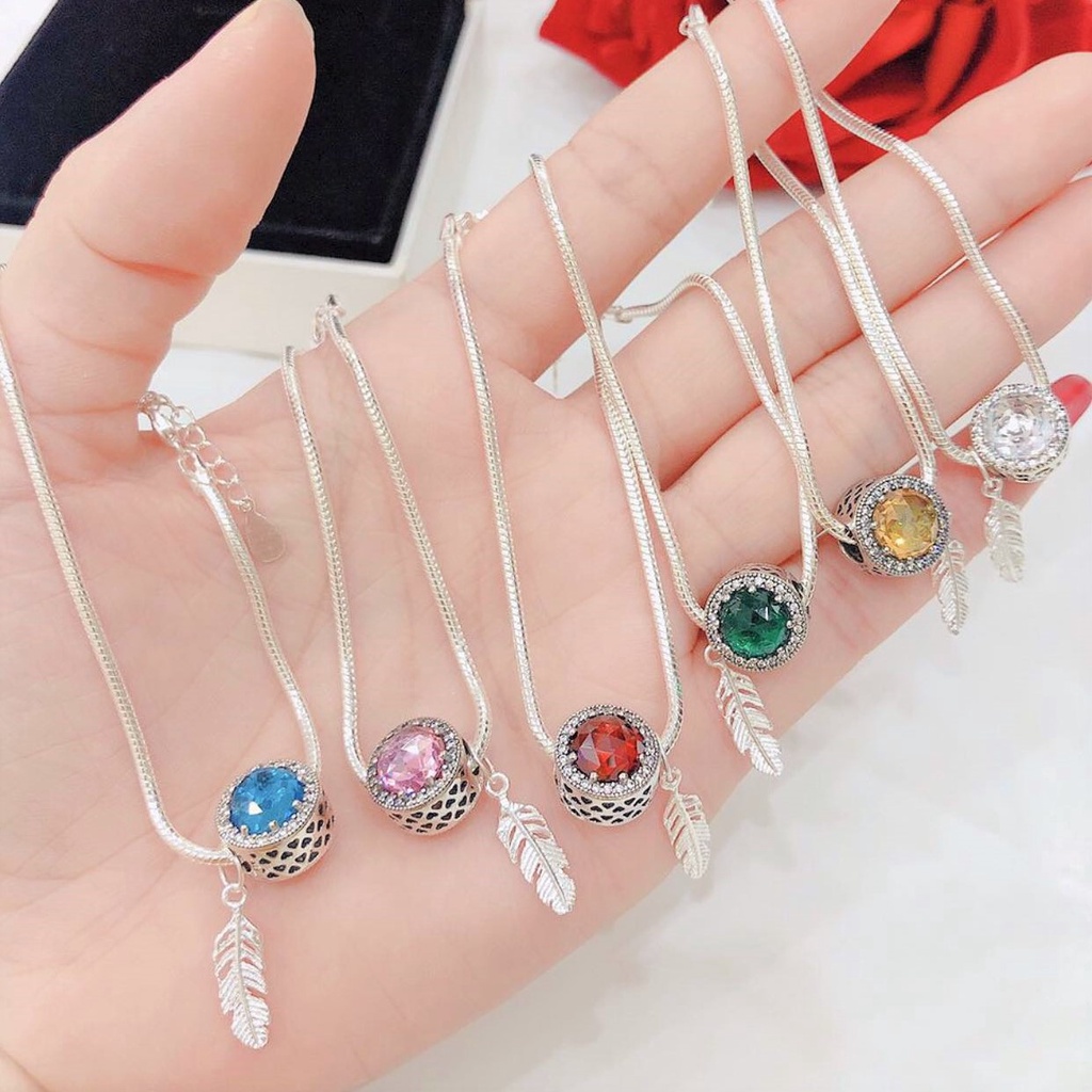 Vòng tay bạc nữ mix charm bạc đá màu, Lắc tay bạc ý phong cách thời trang cho nữ