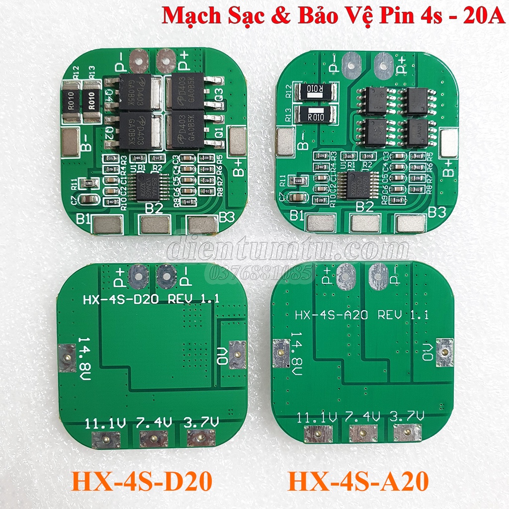 Mạch 4S 20A 14.4V 16.8V - Mạch Sạc và Bảo Vệ khối pin Lithium ion 4S 18650 26650