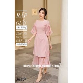 337 Rập giấy set áo dài tiểu thư(xs-xxxl)