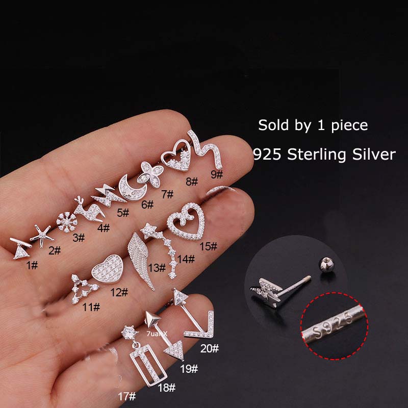 1 Chiếc Bông Tai Bạc Dài 8mm