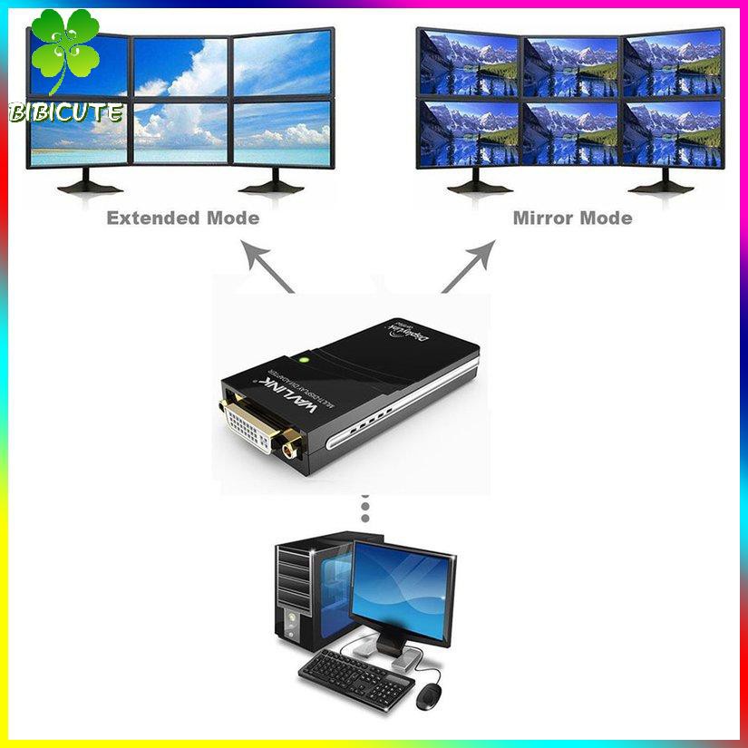 [Fast delivery] USB 3 in 1 graphics adapter converter USB 2.0 supporting DVI/VGA/HDMI display converter DVI Cable Black