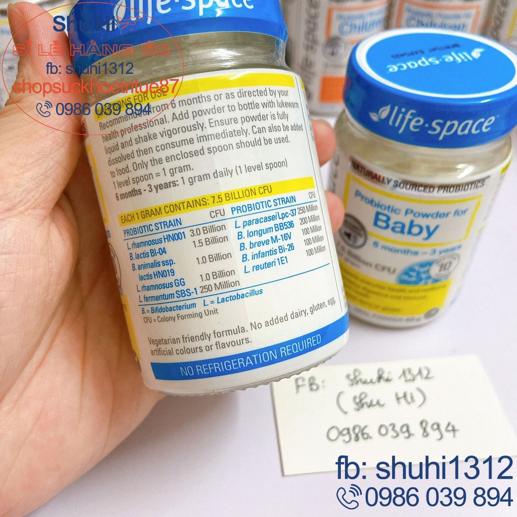 Men vi sinh cho bé từ sơ sinh đến 12 tuổi, life space probiotic infant, lifespace baby, life space children úc 40g - 60g