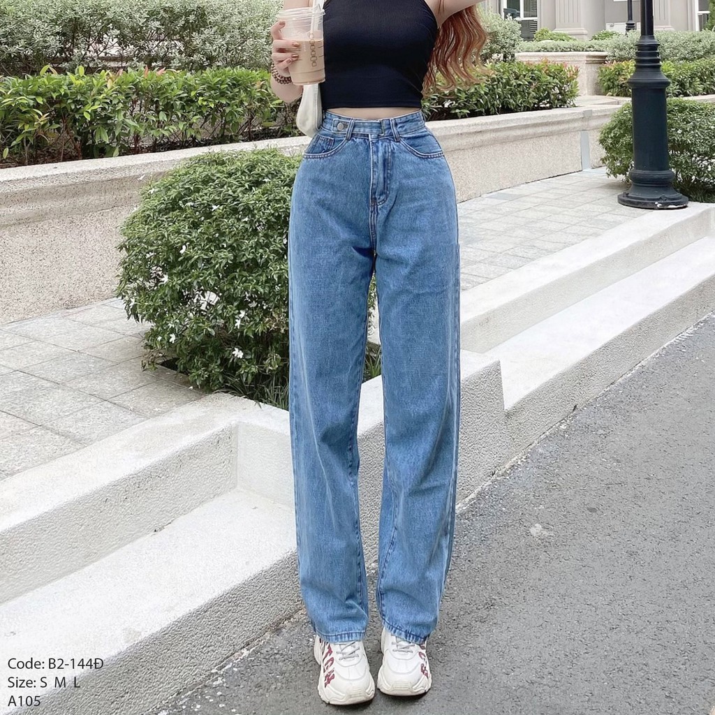 Quần Jean Baggy Nữ Ống Rộng, Lưng Cao, Màu Xanh Nhạt, Dễ Phối Đồ Dành Cho Nữ, Hình Shop Chụp 100%, Cam Kêt Đổi Trả Hàng | BigBuy360 - bigbuy360.vn