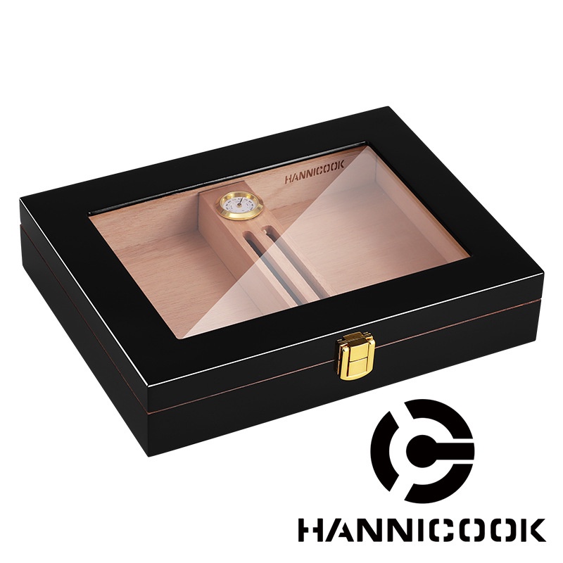 Hộp ủ Cigar - Tủ bảo quản xì gà 25 điếu - Làm Từ Gỗ Tuyết Tùng Sang Trọng - Mầu Đen