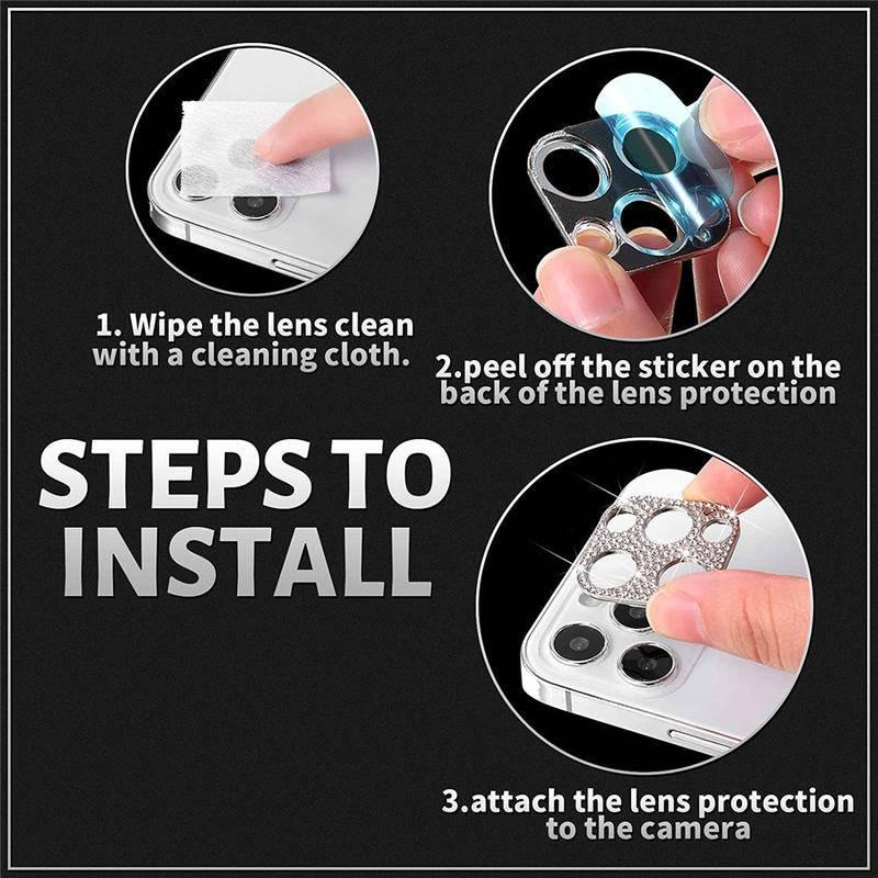 Miếng dán ống kính thiết kế kim loại 3D cho iPhone 13 12 11 Pro Max 13 Promax