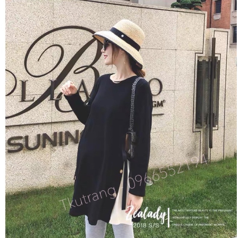 Áo bầu thu đông dài tay vạt chéo 3 khuy phong cách hàn quốc