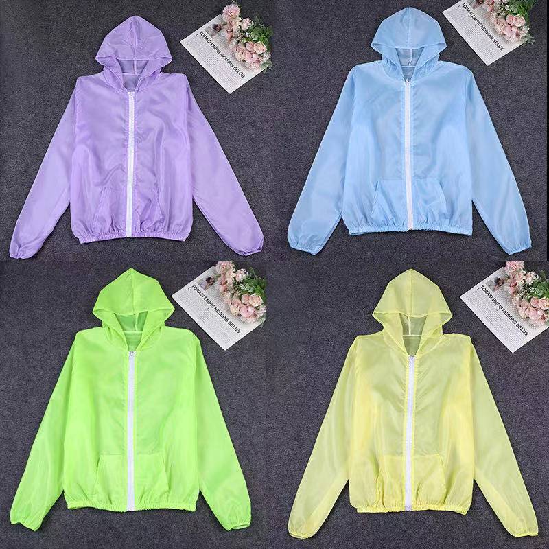 Áo khoác khóa kéo trong suốt chống nắng/ tia UV nhanh khô unisex