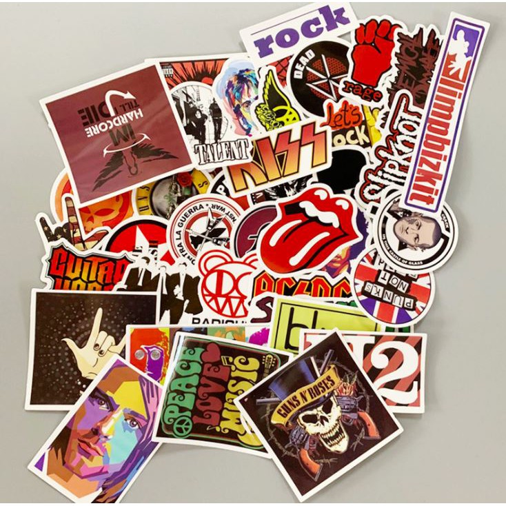 Sticker PHONG CÁCH ROCK nhựa PVC không thấm nước, dán nón bảo hiểm, laptop, điện thoại, Vali, xe, Cực COOL #177