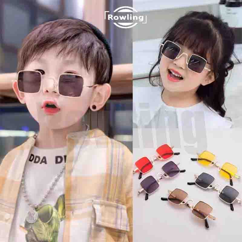 Kính mát gọng kim loại vuông chống tia uv thời trang Hàn Quốc dành cho bé