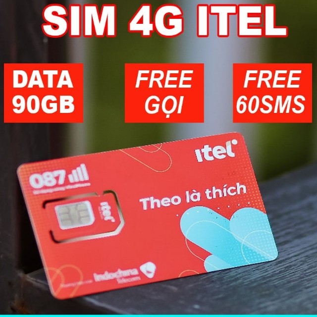 Sim 4G itelecom Data 90GB ( 3GB/Ngày) Tháng nạp 77k