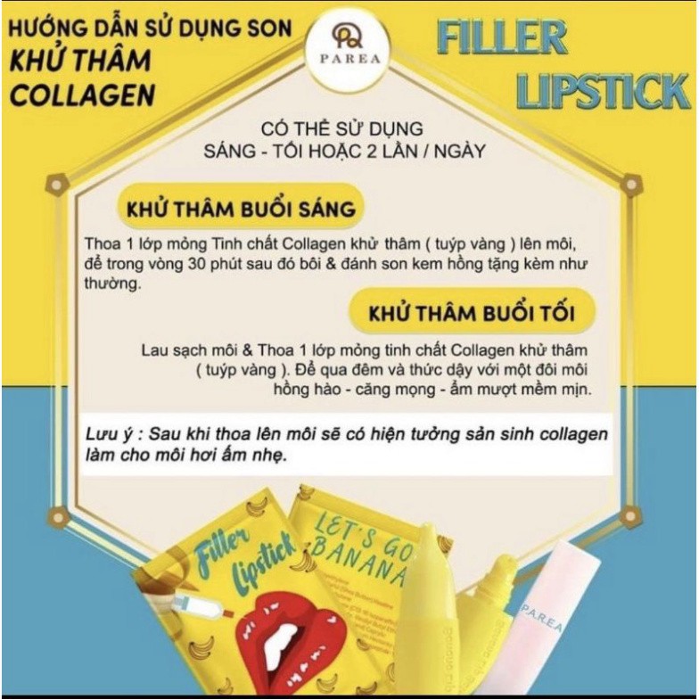 [Son rẻ nhất + free ship]Son Filler Collagen Chuối Khử Thâm Parea cùng son màu Chu Lipstick🍎🍎 bao rẻ nhất thị trường