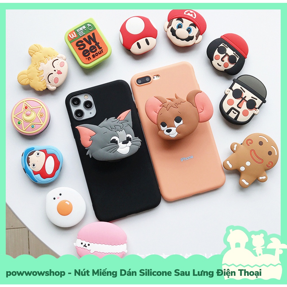[Sẵn VN - Hỏa Tốc] Phụ Kiện Nút Dẻo Silicone Dán Mặt Sau Tạo Tay Vịn Cho Điện Thoại Nhiều Mẫu
