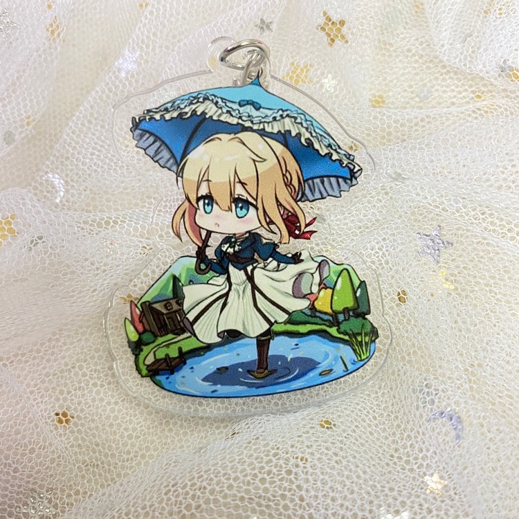 ( Mica trong acrylic) Móc khóa Violet Evergarden ver cute in hình anime chibi