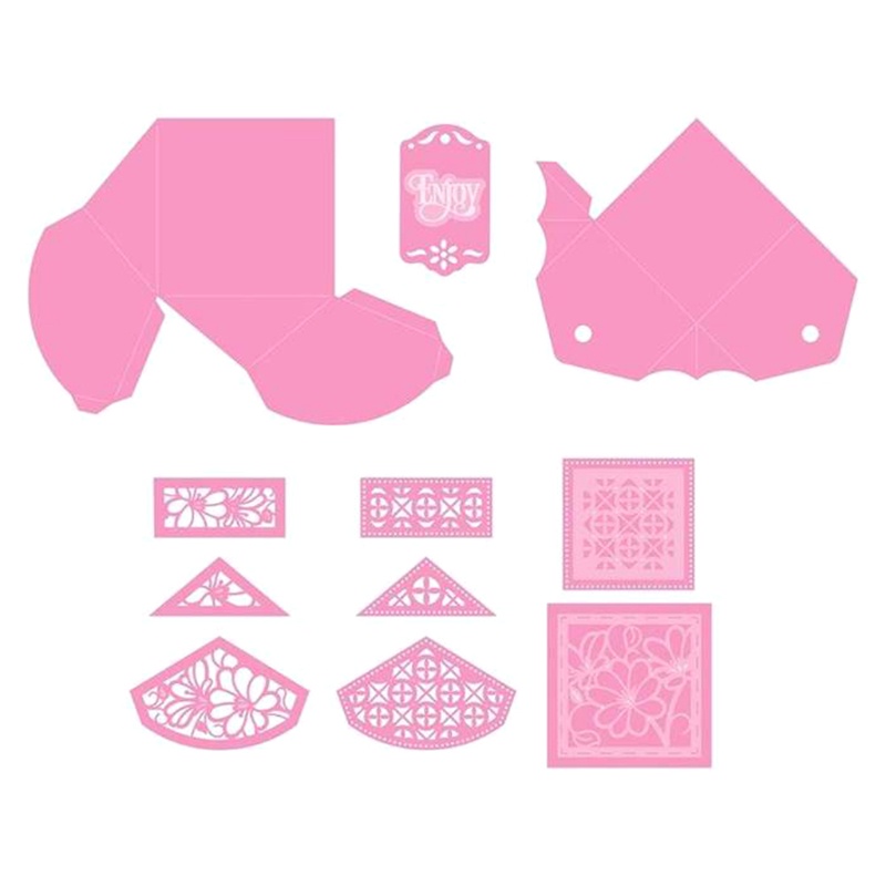 Khuôn cắt giấy làm từ kim loại hình hộp đựng hoa trang trí Scrapbook
