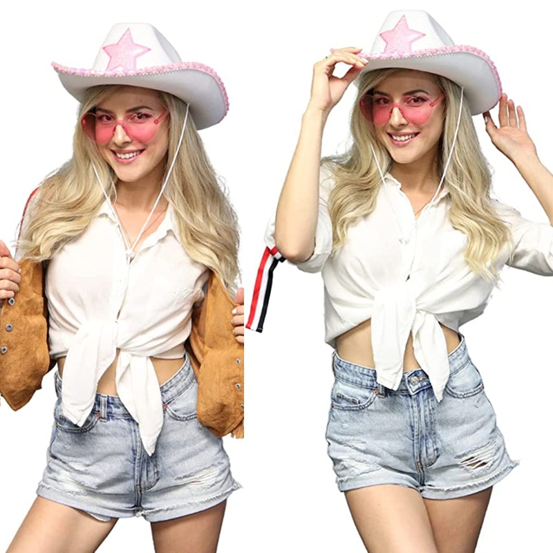 Mũ Chống Nắng Đính Kim Sa Hình Ngôi Sao Lấp Lánh Phong Cách Phương Tây