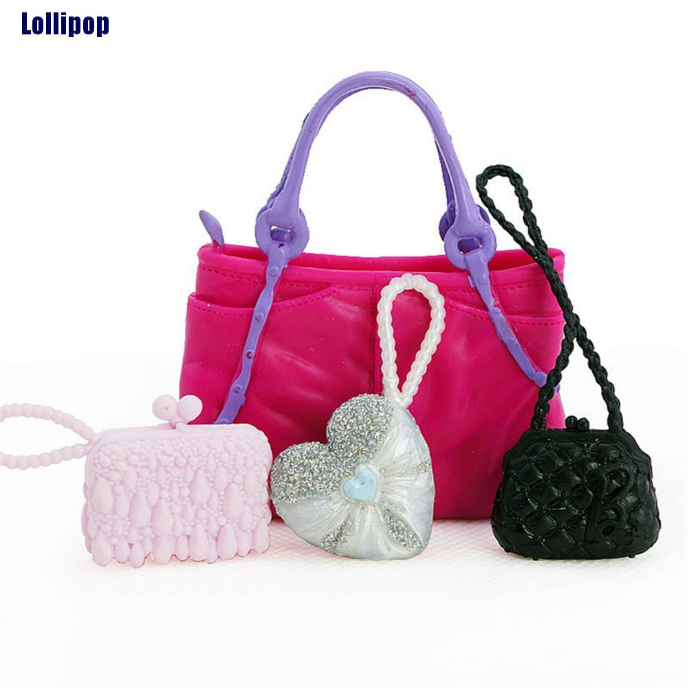 Set 4 túi xách mini nhiều màu dễ thương cho búp bê barbie