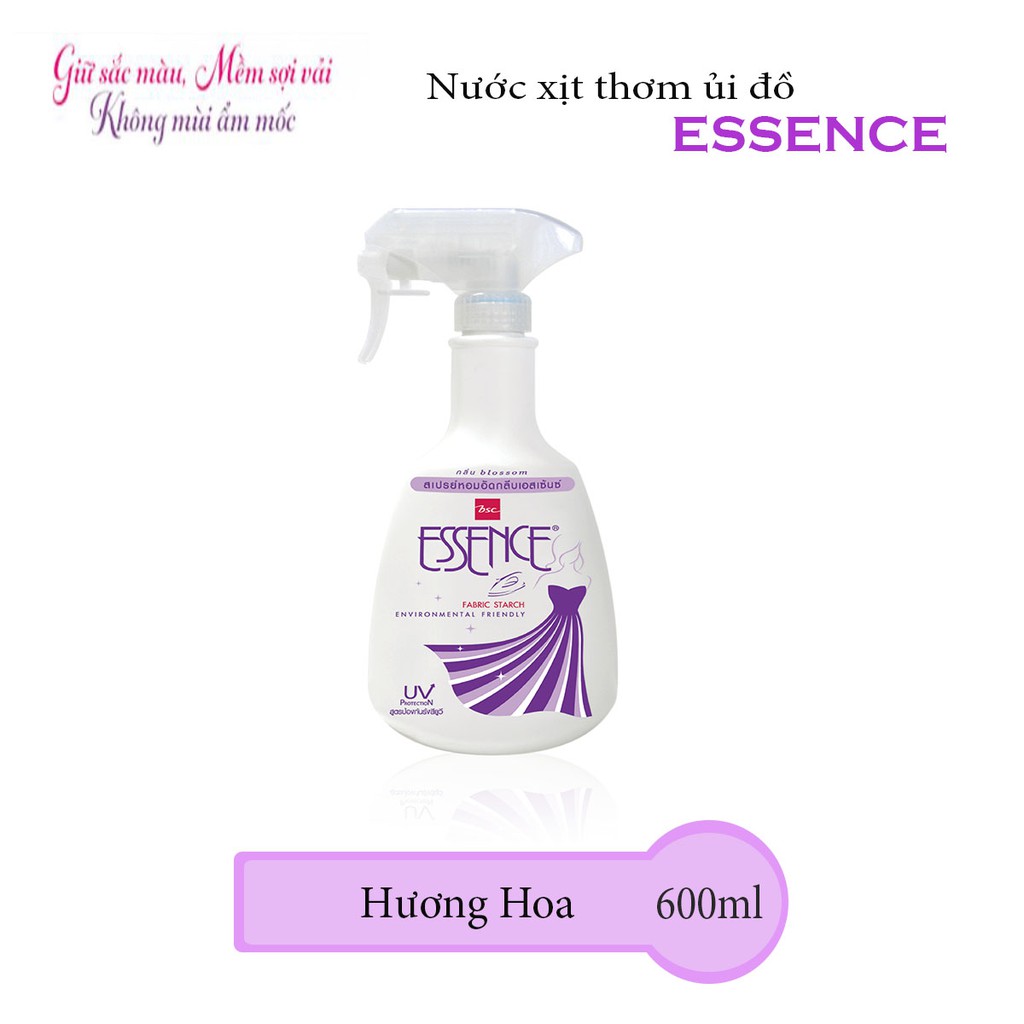 Nước xịt thơm ủi đồ ESSENCE bảo vệ quần áo chai 600ml