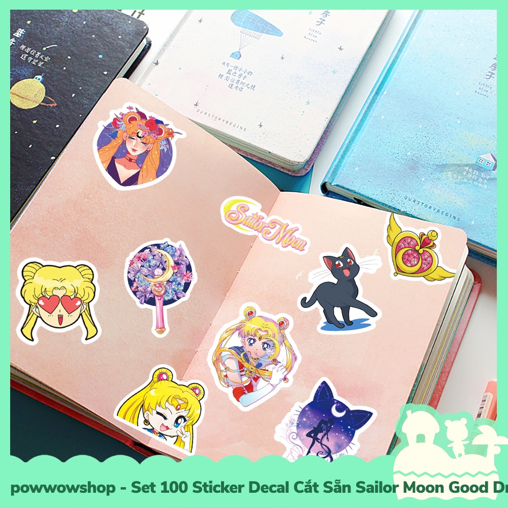 [Sẵn VN - Hỏa Tốc] Set 100 Sticker Mini Decal Dán Trang Trí Vật Dụng Mẫu Thủy Thủ Mặt Trăng Sailor Moon Good Dream