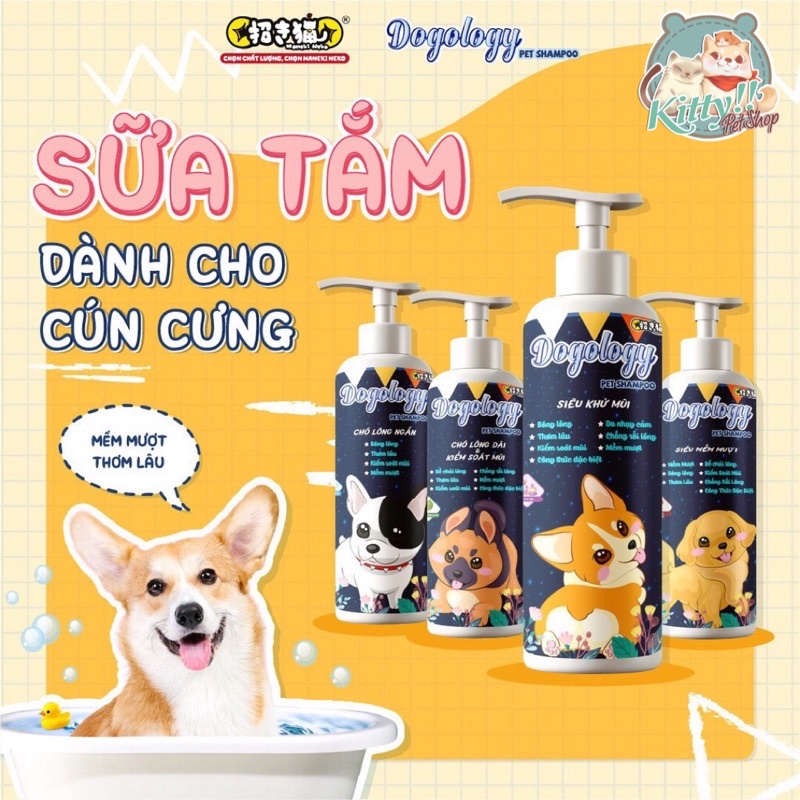 Sữa tắm Dogology dành cho chó từ Maneki Neko 500ml, sữa tắm khử mùi, thơm lâu, dưỡng mượt lông Kitty Pet Shop