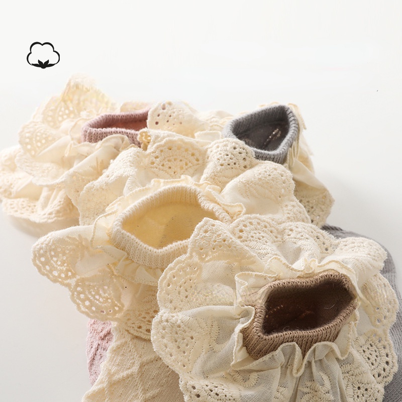 Vớ cotton Mỏng Phối Ren Ấm Áp Thời Trang Xuân Thu Cho Bé
