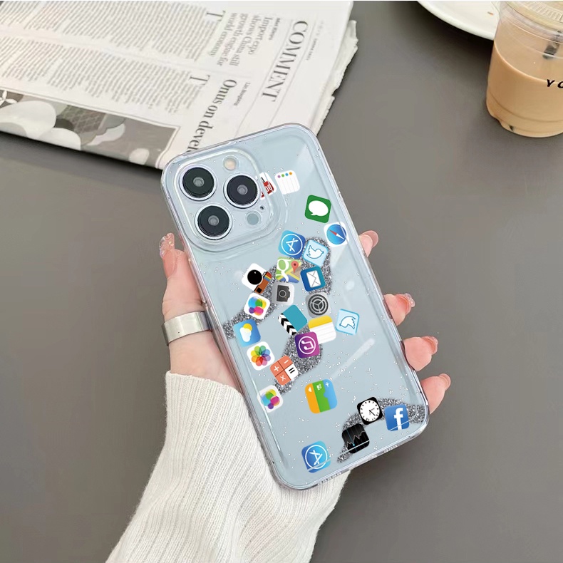 Ốp Điện Thoại TPU Gel Trong Suốt In Logo Ứng Dụng Vui Nhộn Cho Samsung Galaxy S22 Plus Note 20 Ultra 10 S21 FE S20