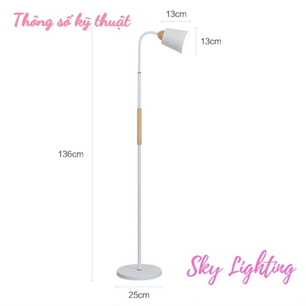 Đèn cây đứng trang trí phòng khách phong cách Bắc Âu Tặng kèm bóng LED 9w đèn led đọc sách sofa